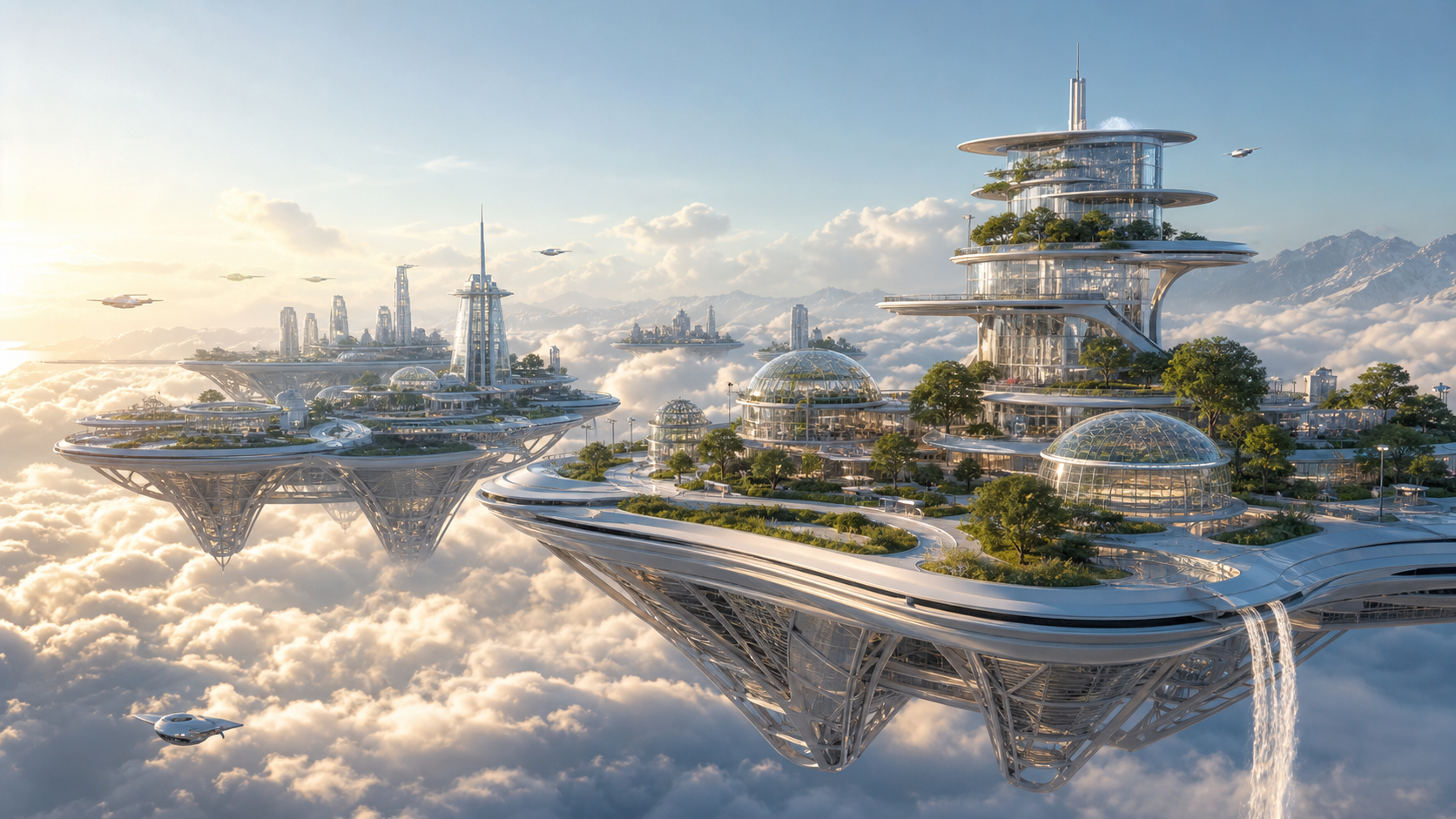 Fusion-powered floating platforms and buildings in the sky